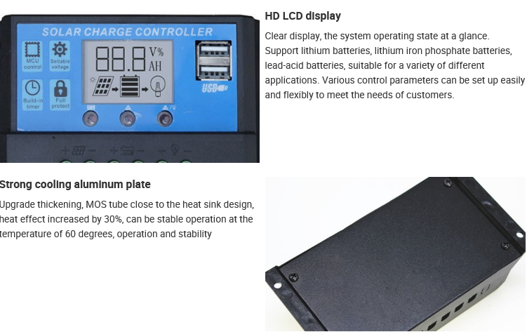 12V 24V 30A 20A 10 Amp PWM Solar Charge Controller 2 USB 5V 2A MCU Control