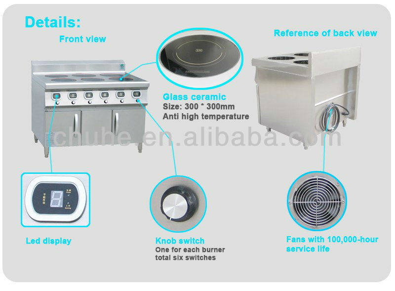 commercial kitchen induction range cooker