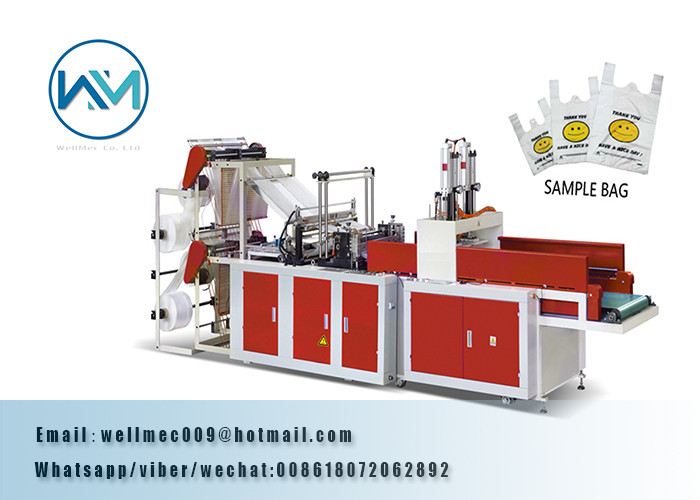 Biodegradable shopping t-shirt and Vest Bag Making Machine Width 500 - 1000 mm