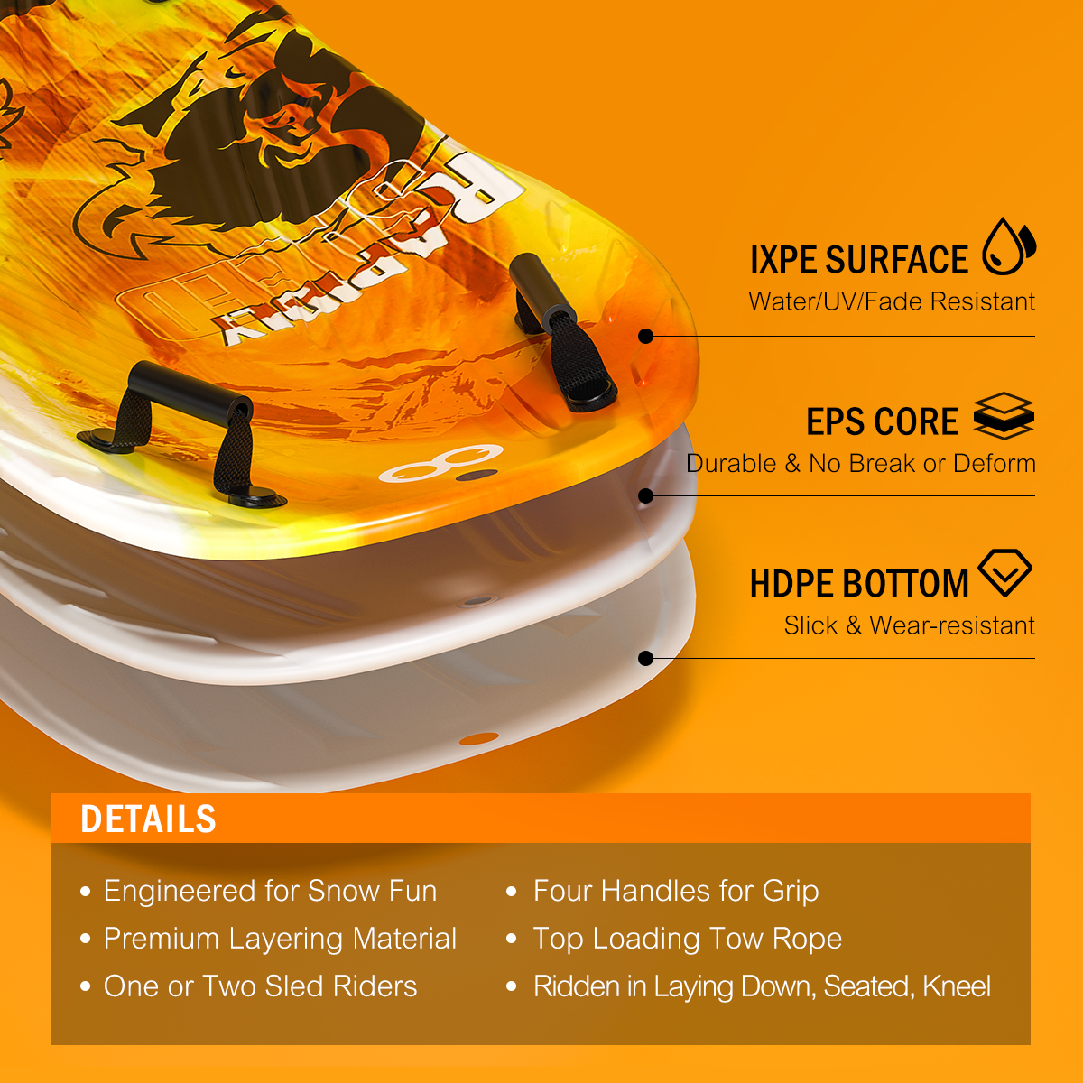 XPE EPS HDPE Snow Sled Boarding Snowboards for Adult and Children Woowave Thick Slide