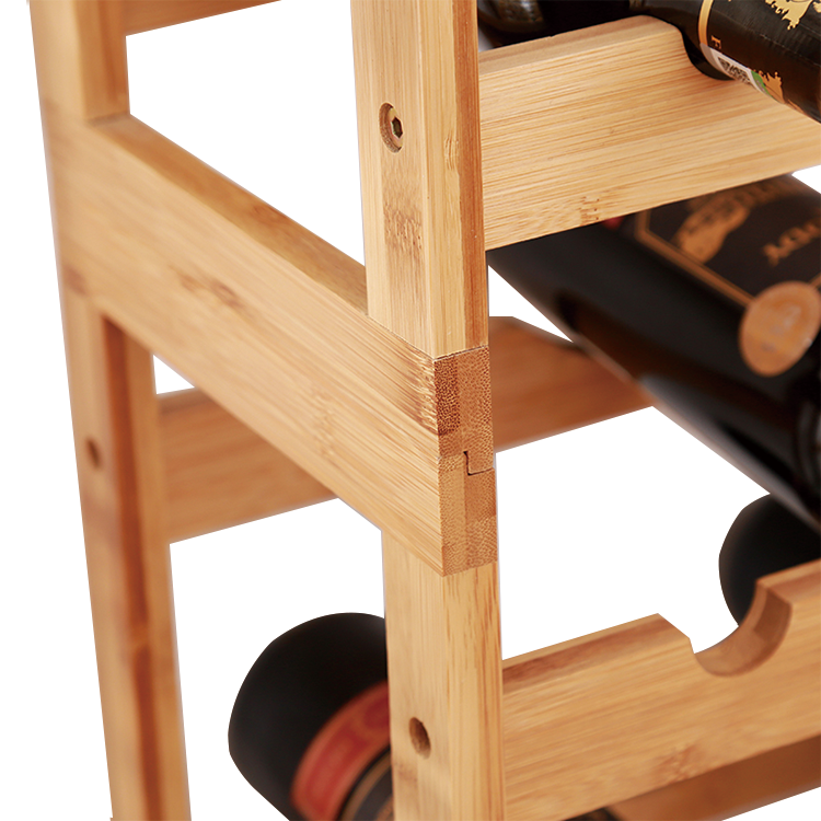 Direct Natural Bamboo Color Non-folding Wine Rack with 4 Layers and 16 Bottle Capacity