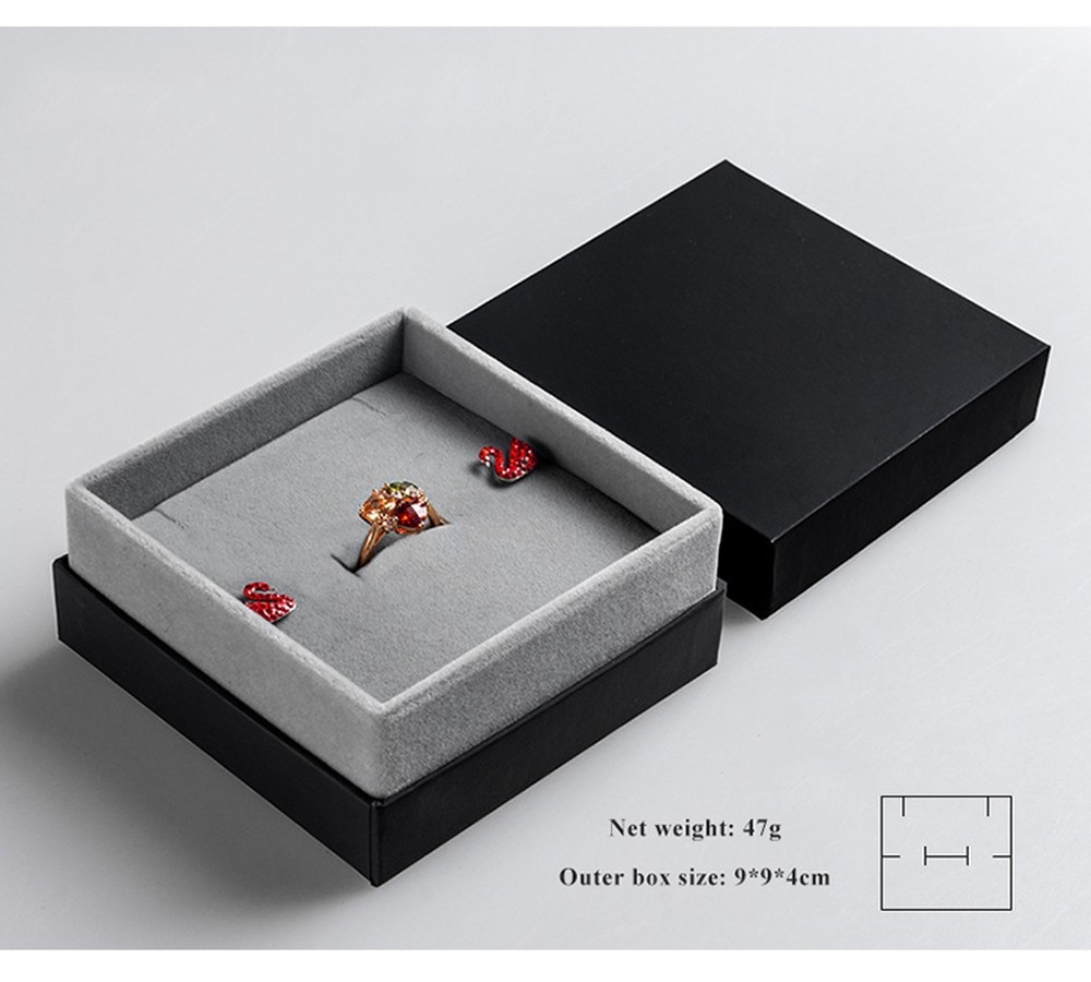 Grey Velvet Lined Cardboard Jewelry Packaging Boxes With Customizable Logo Printing