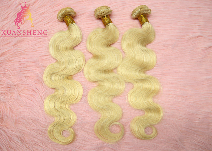 100% Virgin Hair 613# Blonde Body Wave Hair Extensions Colorable