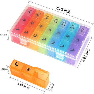 Portable Moisture Proof 7 Day Pill Box With Large Compartments