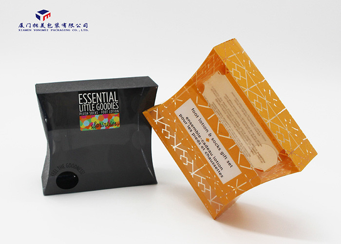 Orange / Black Pillow Box For Bath Set Custom Printed Plastic Boxes 13X4.5X11.5cm