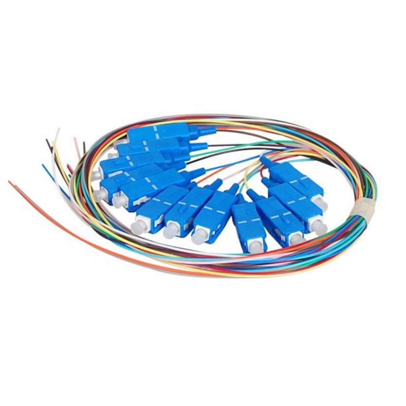 FTTH SC UPC Simplex Colorful Fiber LSZH/PVC Singlemode SM 12cores Fiber Optic Pigtail