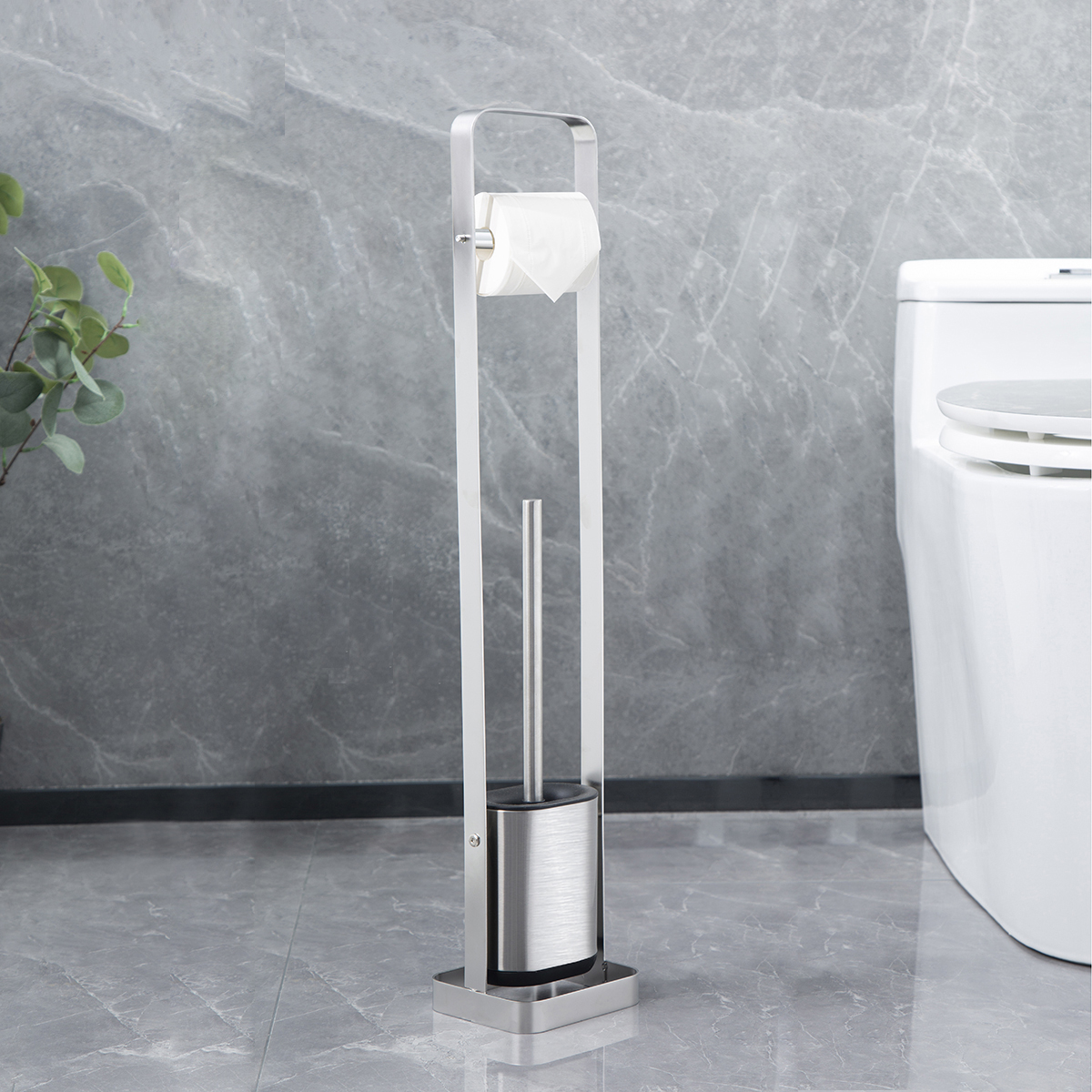 Stainless Steel Compact Bathroom TPR Toilet Brush Holder SET Hot Europe Style Durable Cup Material Polypropylene