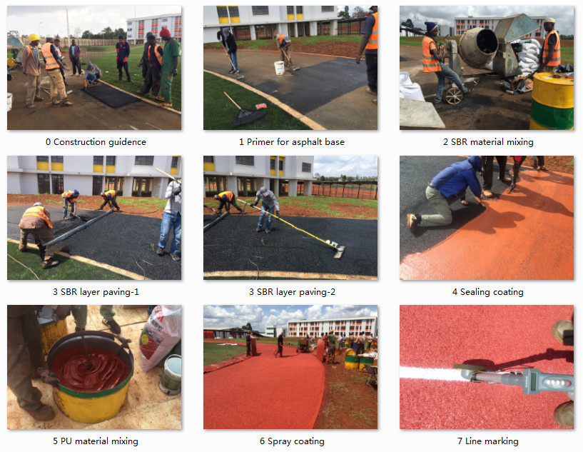 3mm Two Layers Synthetic Sports Flooring Red Blue Outdoor playground