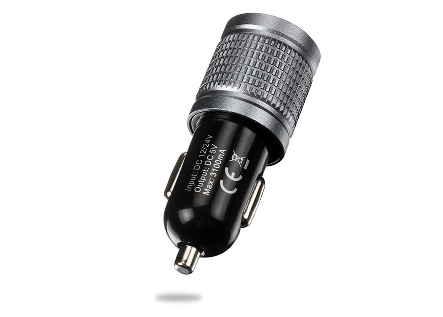 High Glossy Car Charger Adapter Aluminum Alloy Bottom Cover Led, Indicator Fast Charger 3.1A