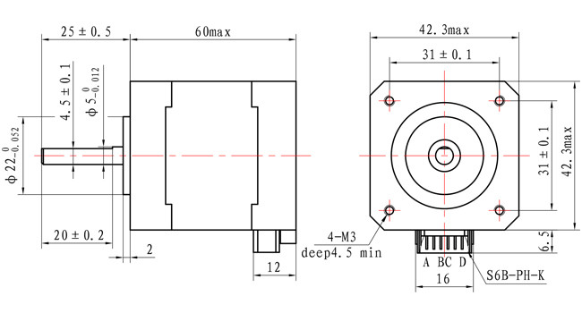 1.8 Degree NEMA 17 High-precision Bipolar Stepper Motor 42*42*60mm 0.7N.m for CNC