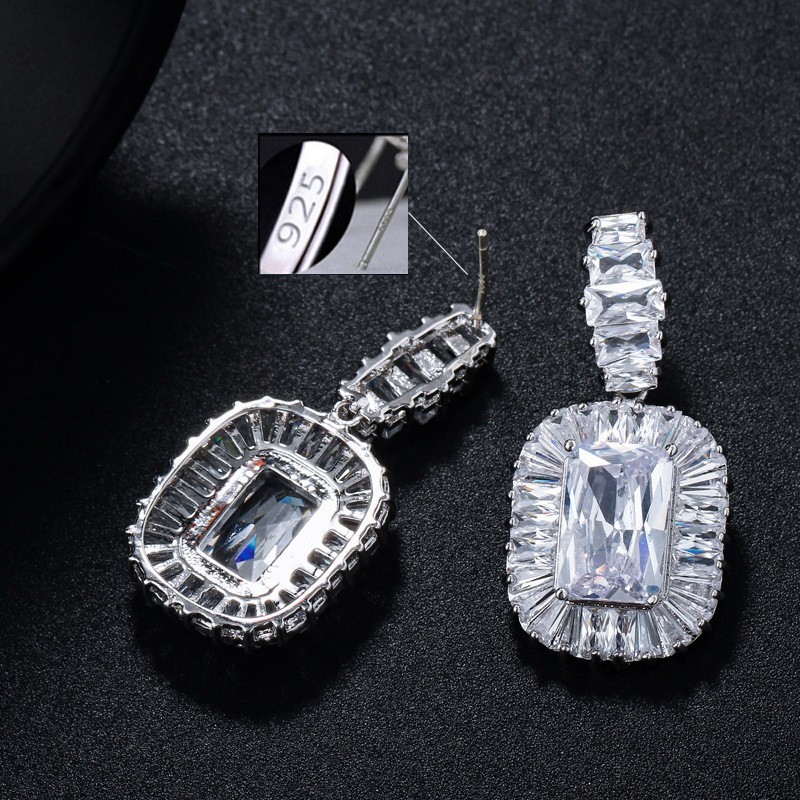 High Quality Women Vintage Luxury Rhinestone Earring jewelry CZ Zirconia Drop Natural stone earrings