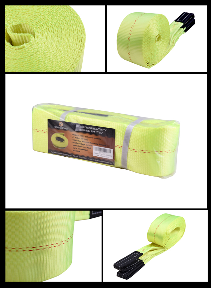 4 Inch Safety Light Color Polyester Recovery Tow Straps