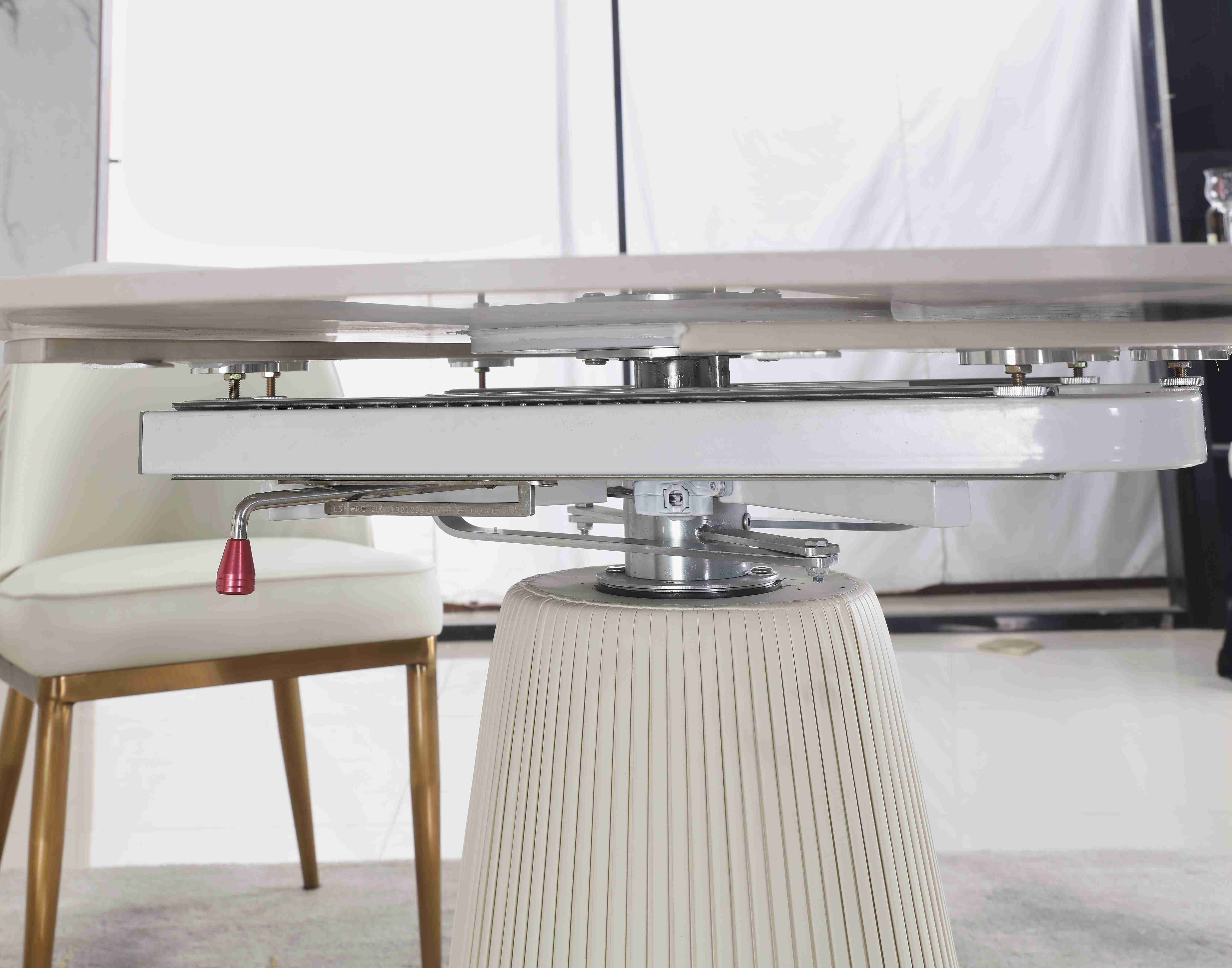 Extendable White Contracted Telescopic Dining Table Designs 6 Seater With Marble Top
