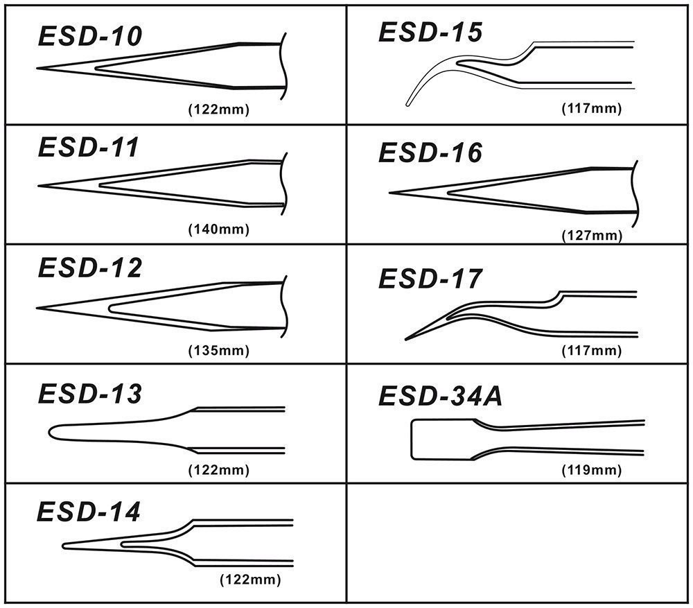 Antistatic ESD Stainless Steel Tweezers For Electronics Phone Repair