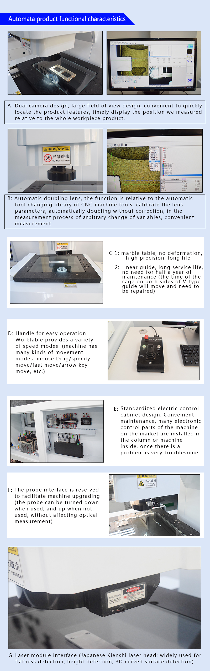 Optical CNC Vision Measuring Machine 2.5um Accuracy 200mm/S Velocity