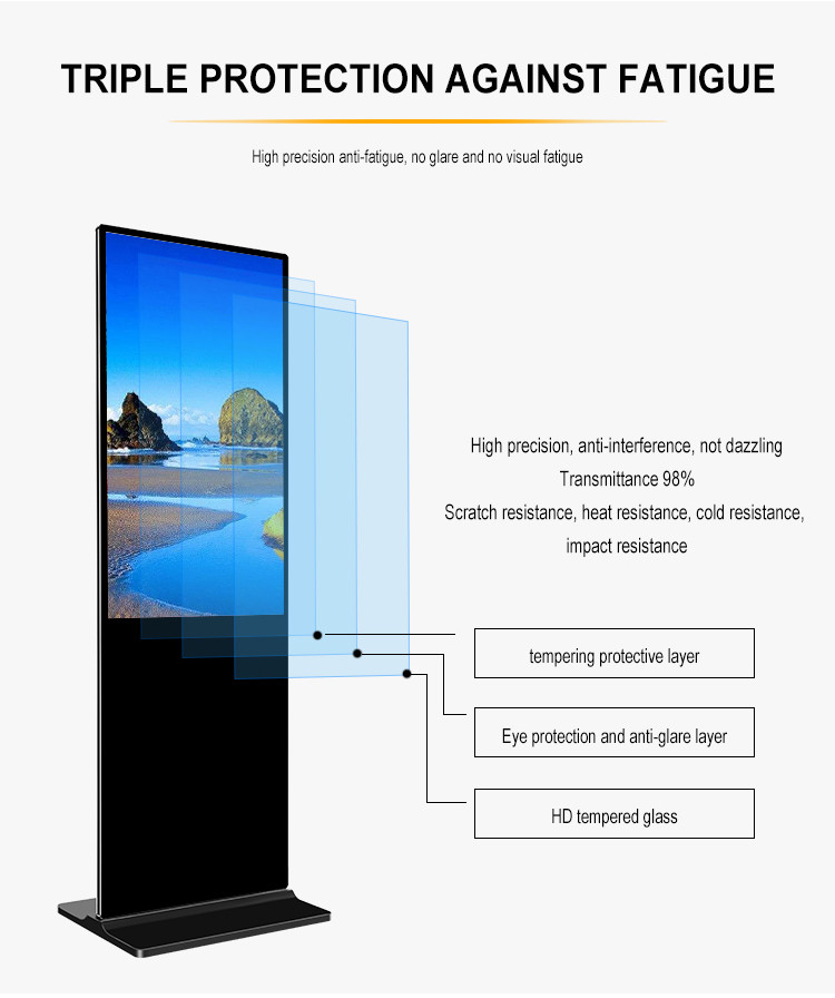Floor standing vertical tv touch screen kiosk 4k outdoor advertising player display screen HD lcd led digital signage
