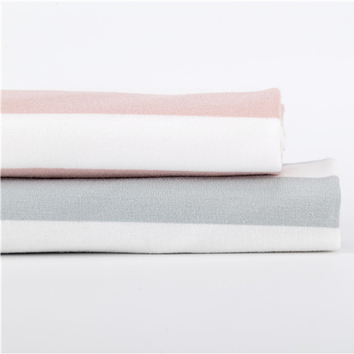 Single Jersey Striped Knit Fabric 95% Cotton 5% Spandex 170g Summer Wear