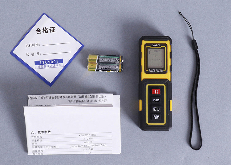 Yellow Small Laser Distance Metre Accuracy 40m Handheld Laser Distance Measurer