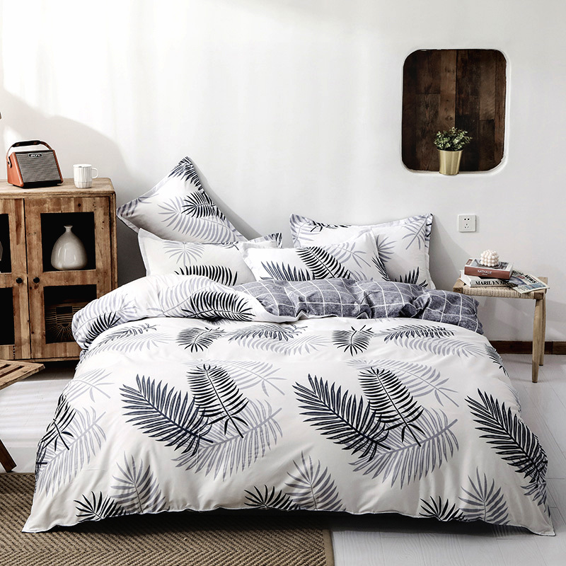 Polyester Fabric 4 Piece Bedding Set for 1.2m Bed White Five Star Hotel Bed Linen