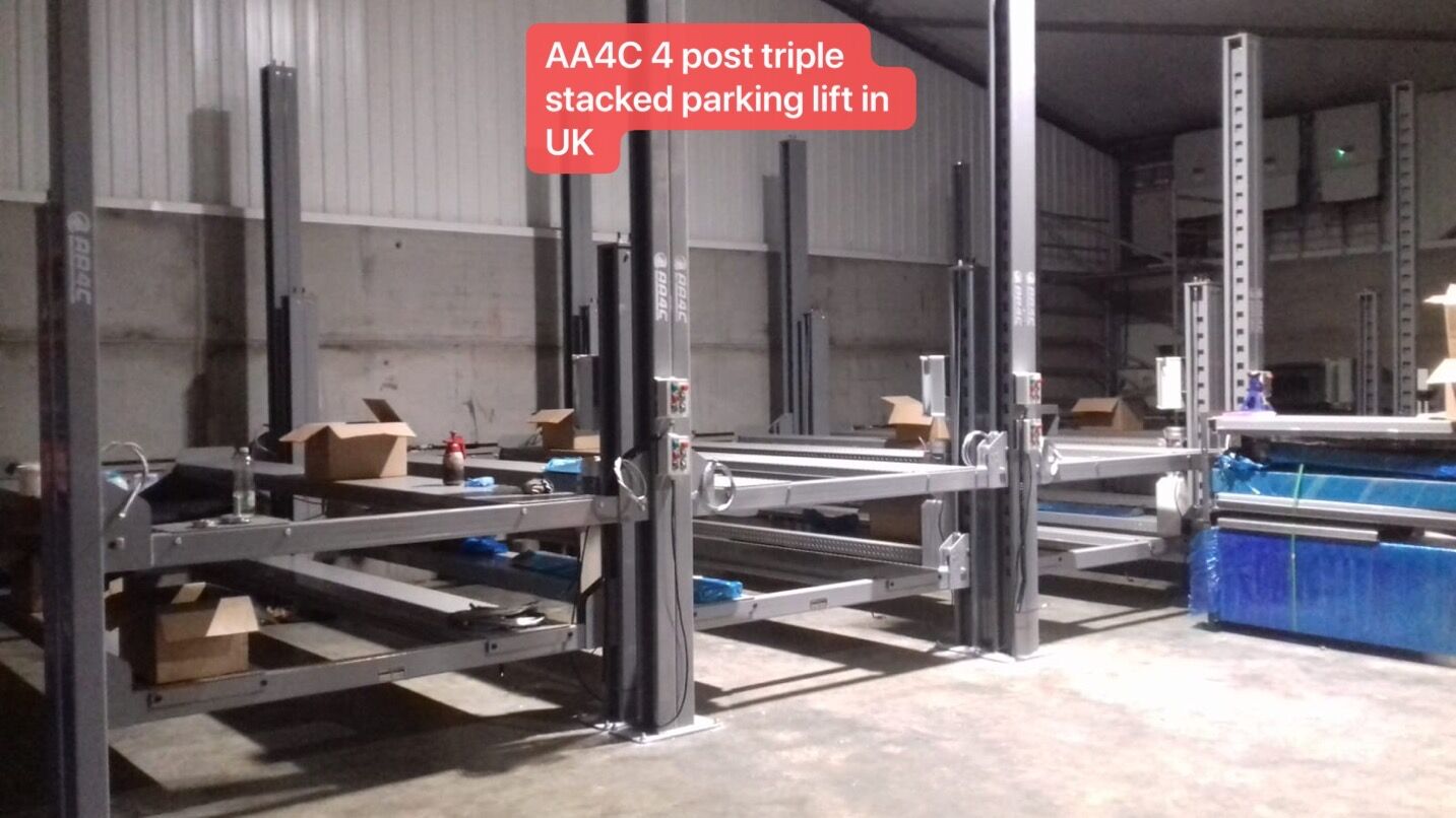 AA4C 4 Post Triple Car Parking Lift Auto Parking System Car Storage System