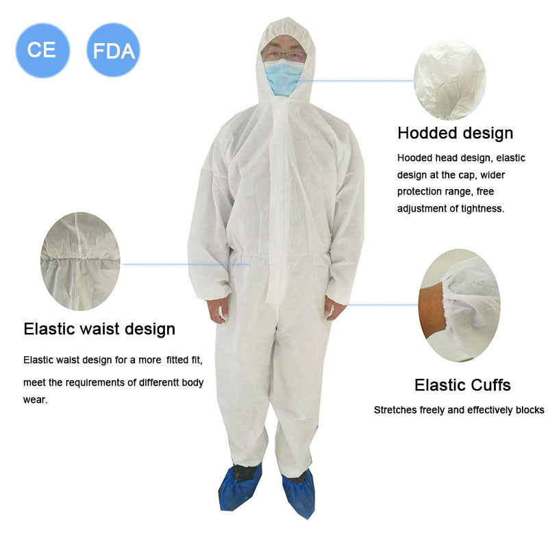 Disease Protection Disposable Chemical Coveralls Bunny Type PPE Breathable White