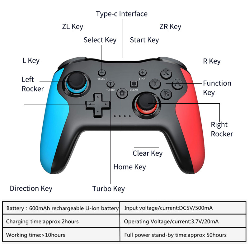 Wireless 2.4G Nintendo Switch Game Controllers Bluetooth 4.0