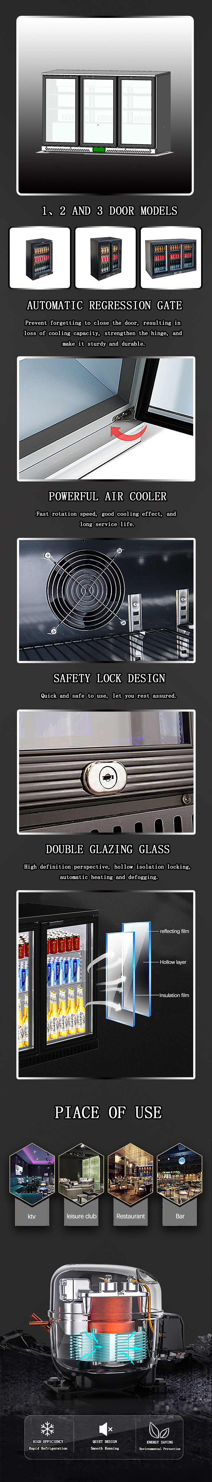 Energy Efficient Under Bar Cooler , Safety Lock Drink Cooler Refrigerator