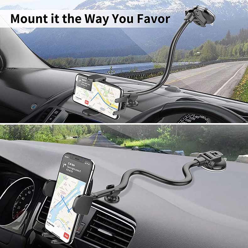 Two Fold Flexible Car Dashboard Phone Mount 3 In 1 360 viewing angle