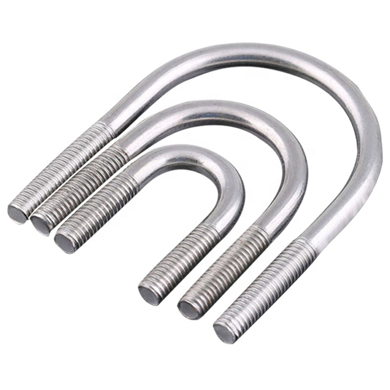 Plain Finish U Type Head Style ASTM A193 B6 SUS410 U-Bolt with Clamp Bracket 2PCS Non-Serrated Hex Flange Nuts