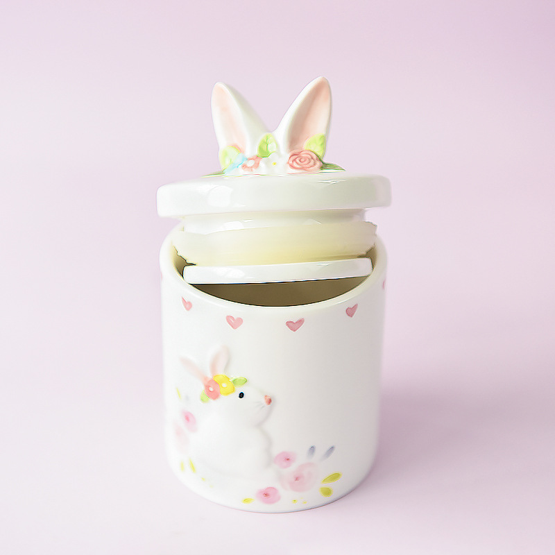 Creative Cute Rabbit Ceramic Tableware Set Embossed Craft For Home Easter Dinnerware