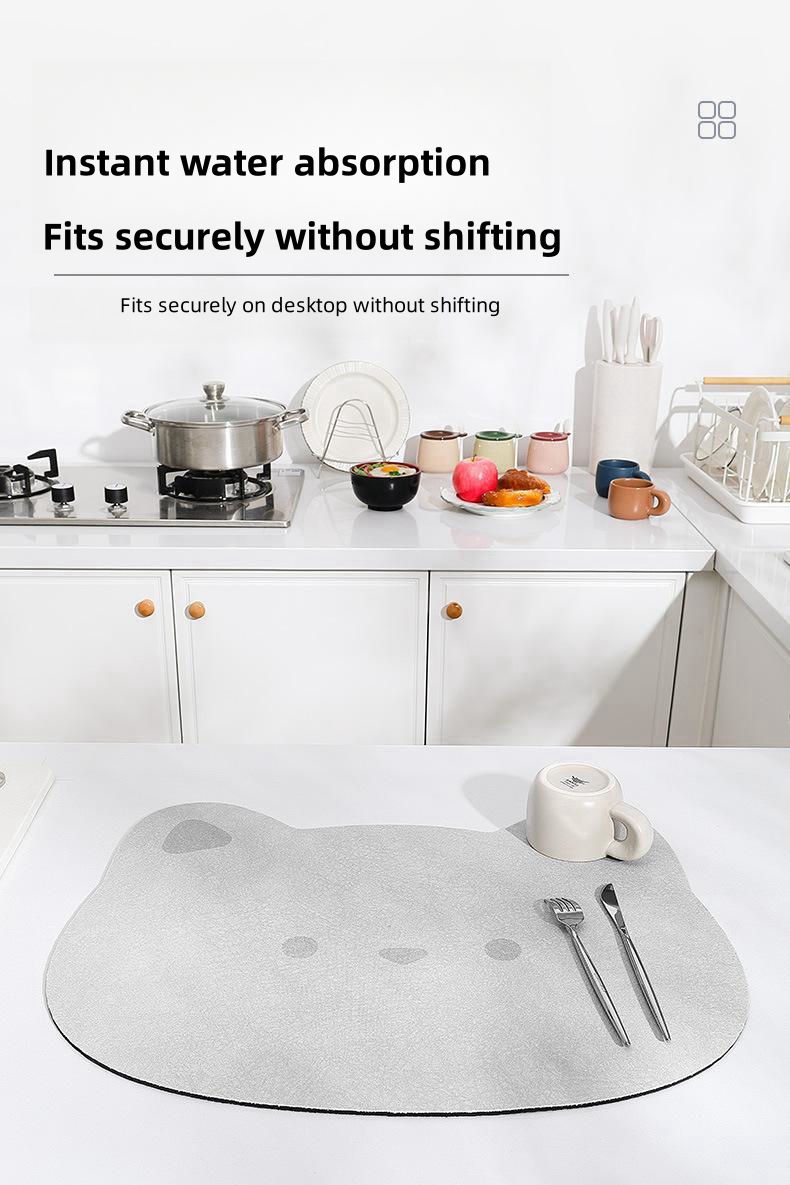 Rubber Kitchen Counter Draining Mat with Multi-Function Pattern and Yellow Color