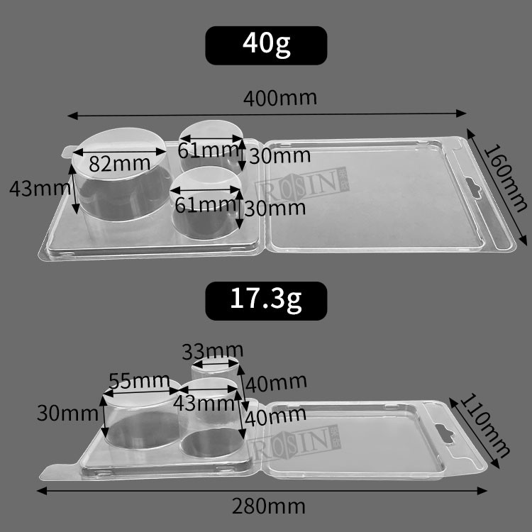 Custom 3 Cavity Disposable Clear Round PVC Plastic Accessories Clamshell Packaging With Handle Holes