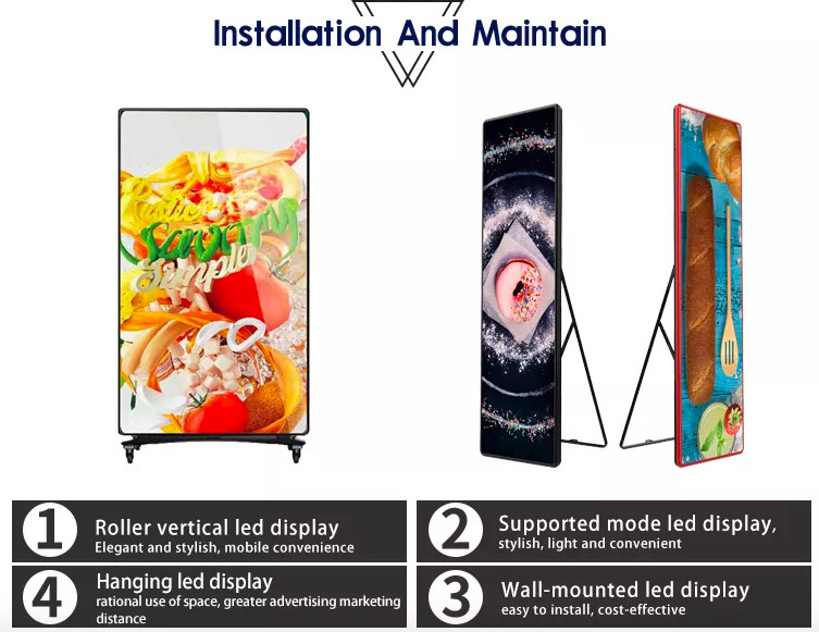 Full Color HD P2.5 Poster Led Display Indoor Portable Digital Mirror