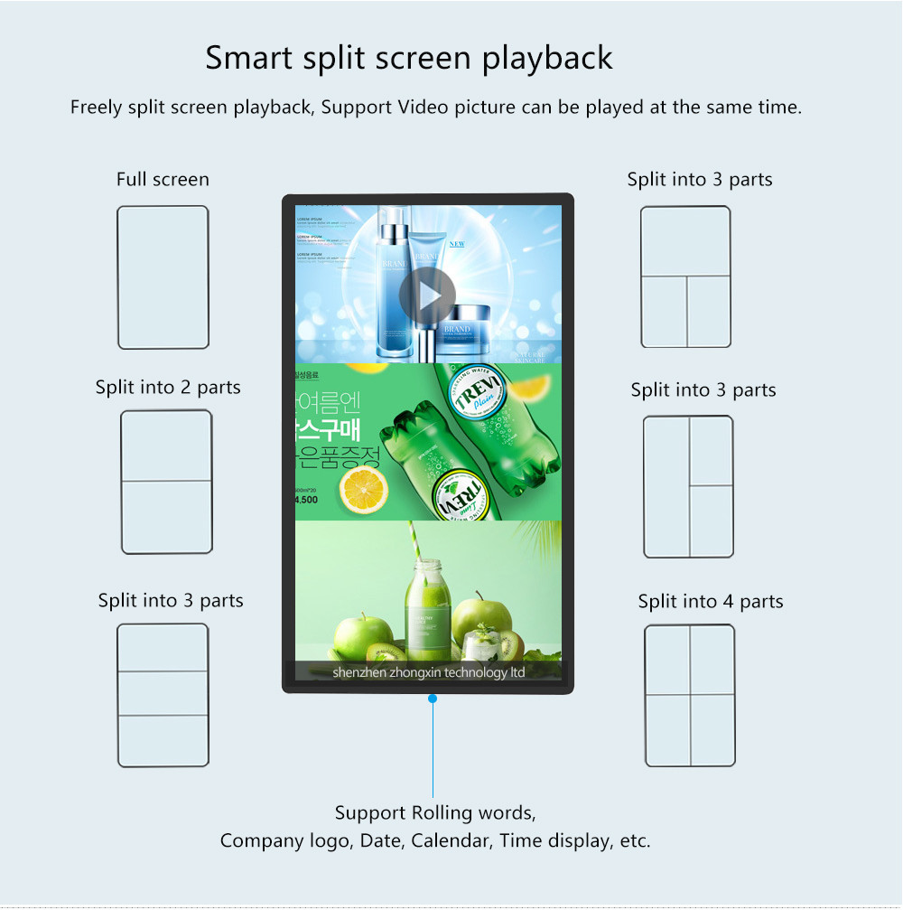 Floor Standing Lcd Display 43inch Stand Alone Kiosk Customized Vertical