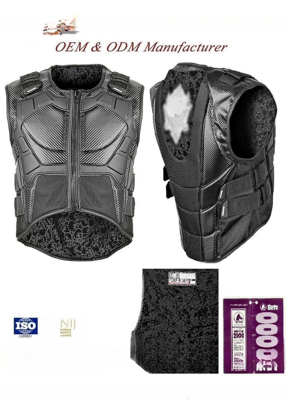 CE Certification Black Horse-Riders Body Vest for Lightweight Care and Protection