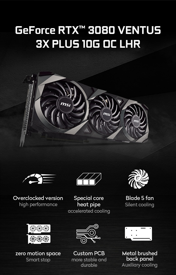 10G GDDR6X RTX 3080 Graphics Card LHR Overclocking Computer Graphics Card