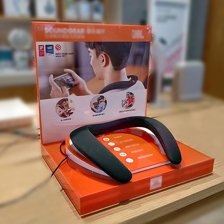Customized Cosmetic Display Stand Tabletop Splendid Telephone Headset Holder Acrylic