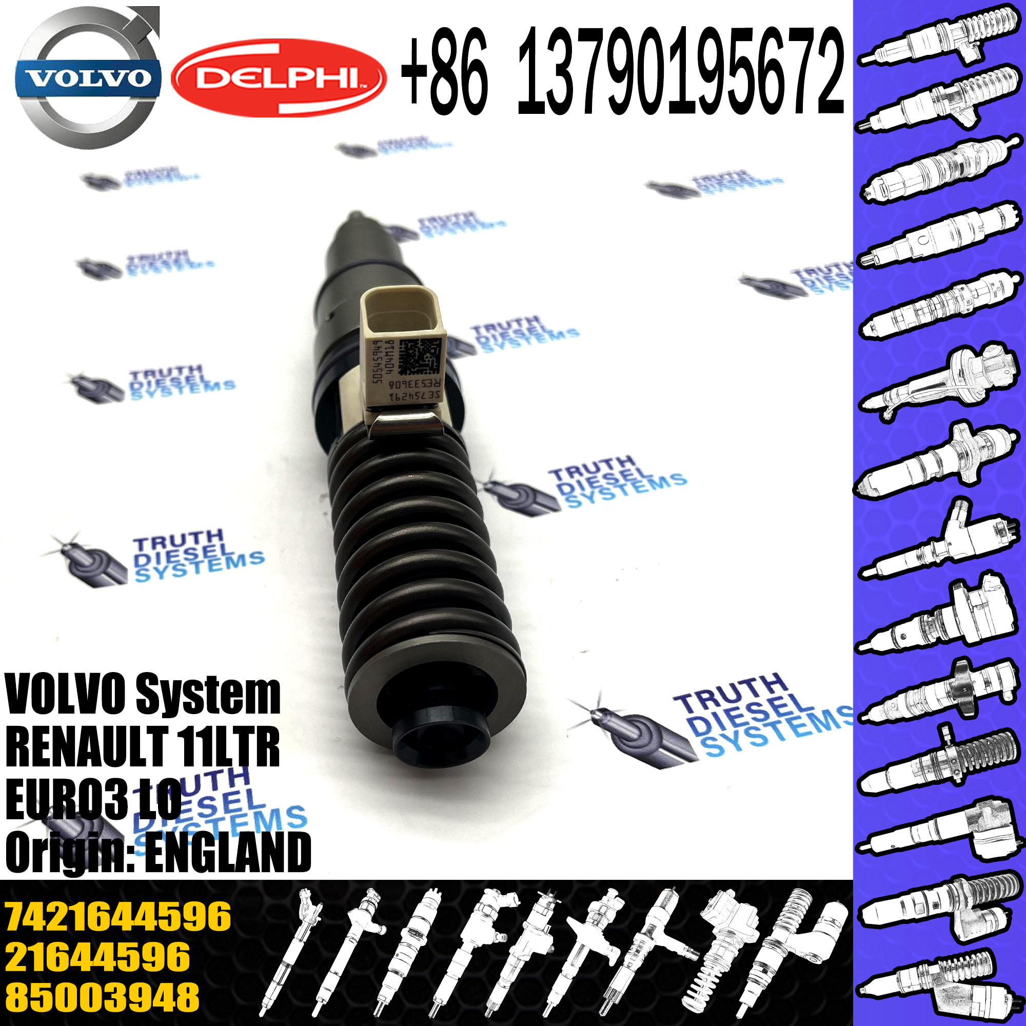 original Diesel Fuel Injector 21644596 5001867216 7420708597 7421582094 7421644596 E3.18 for VOL 11LTR EURO3
