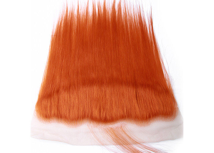 Soft Orange Human Hair Lace Closure 4 * 13 Inch No Chemical Full Cuticle Aligned