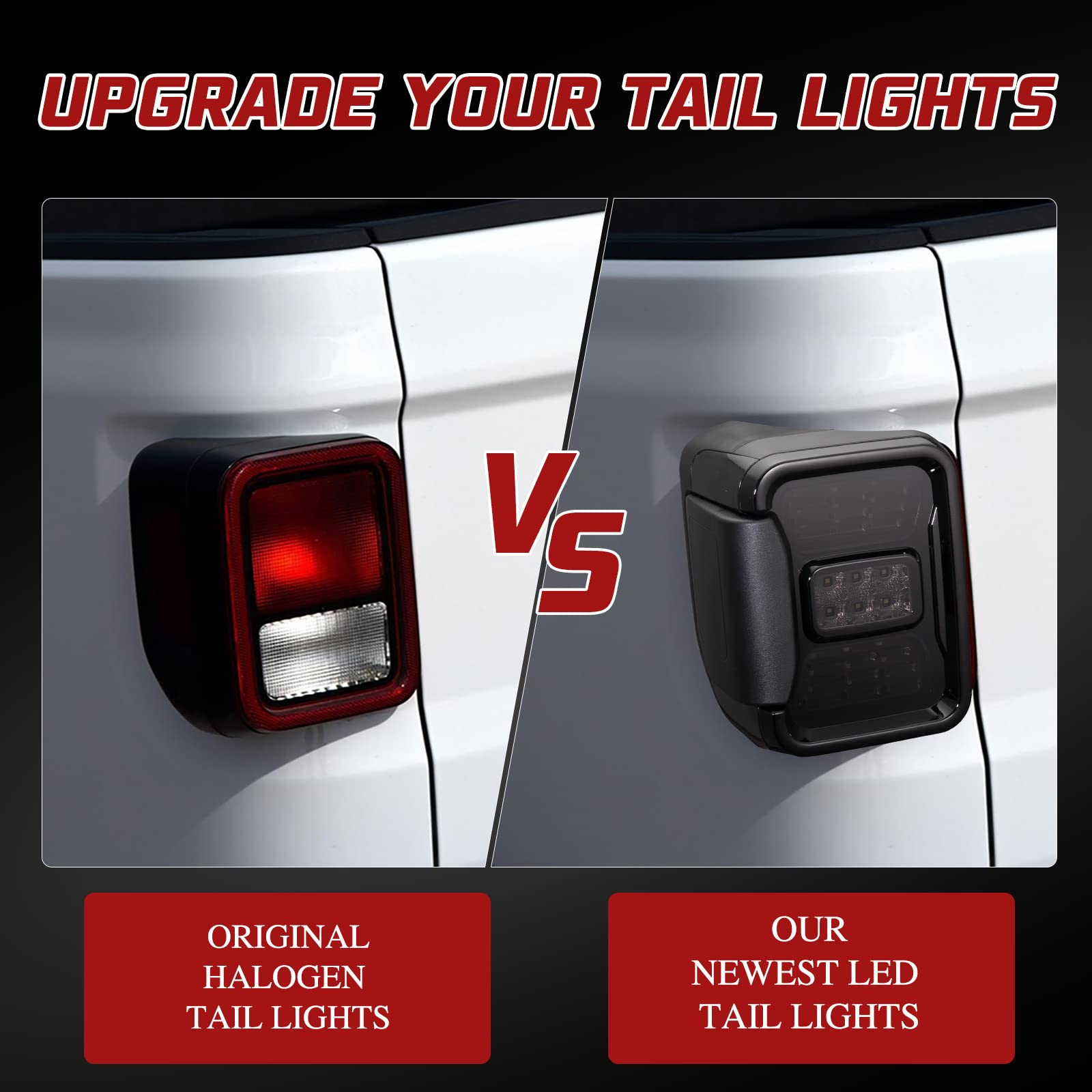 LED Tail Lights Smoked Tail Lamp Brake Turn Signal Reverse Rear Back Light Assembly Black Housing Smoke Lens