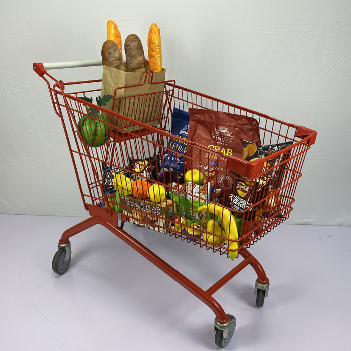 Red Steel Shopping Cart CE Certificate 180L European Large Shopping Cart