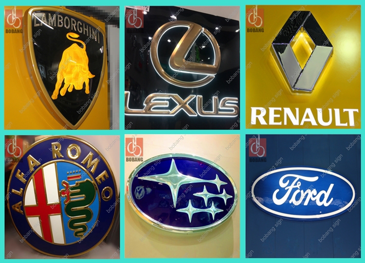 waterproof outdoor/indoor vacuum forming metal plastic arcylic LED car logo