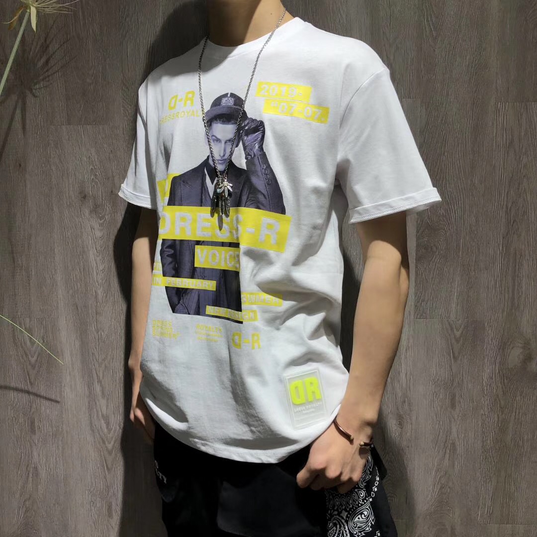 OEM Hip Hop 100% Cotton Fashionable Mens T Shirts Round Neck Letter Printed