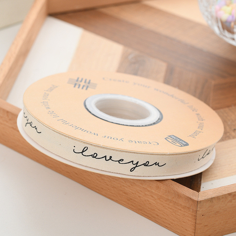 13mm Logo Cotton Ribbon Literary Fresh Flower Bouquet Cake Decoration Gift Box Ribbon DIY Material Packaging Ribbon