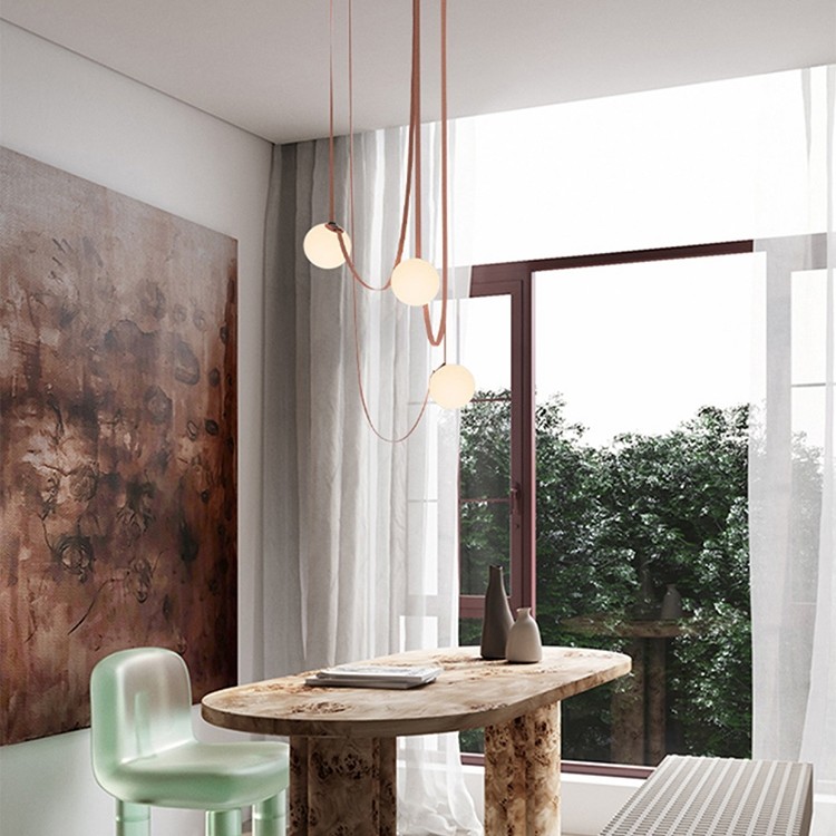 Minimalist Duplex Floor Wabi Sabi Style Designer Villa Belt Living Room Dining Room linear pendant lighting(WH-AP-560）