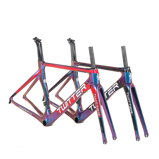 RoHS Certified Carbon Road Bike Frame 51cm With Holographic Color