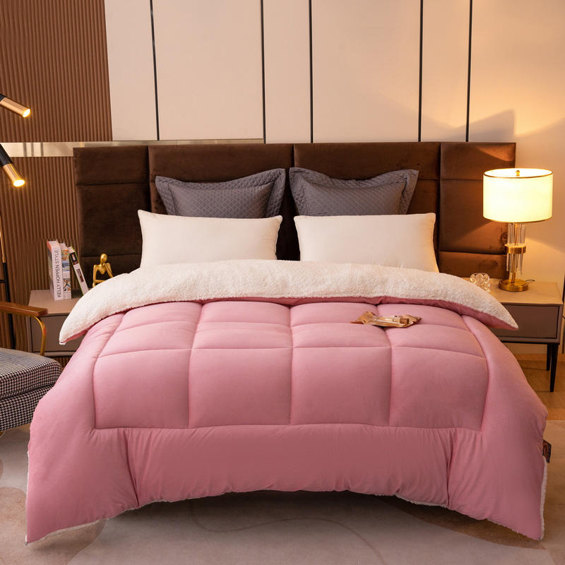 Light Pink Solid Oeko-Tex Comforter Edredon Twin Bedding Set Suitable for All Seasons