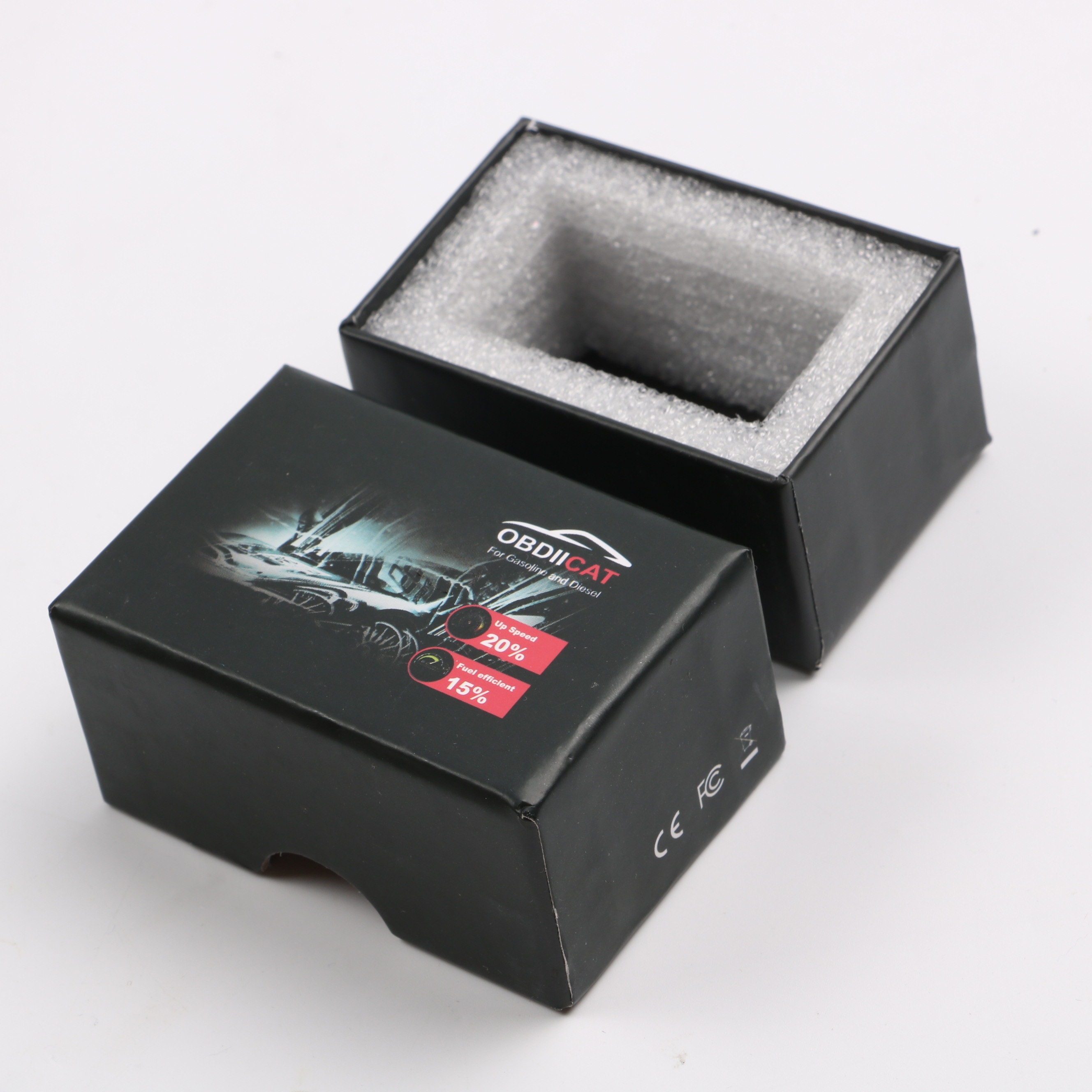 Custom Printing Recyclable Black Auto Parts Packaging Box Lid and Base Rigid Gift Box with Pearl Cotton Foam