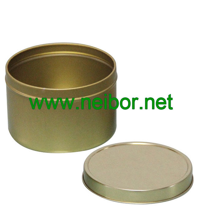 gold color or custom printing 8oz deep drawn round seamless candle tin jar metal container