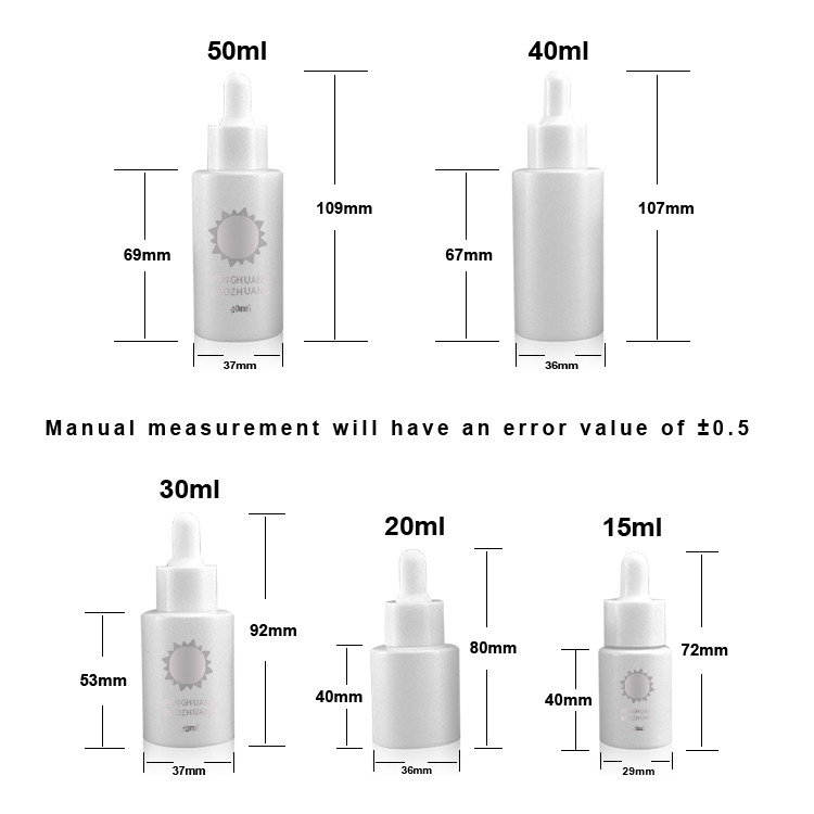 Essential Oil Serum Clear Frosted Color Glass Dropper Bottle 30ml 20ml
